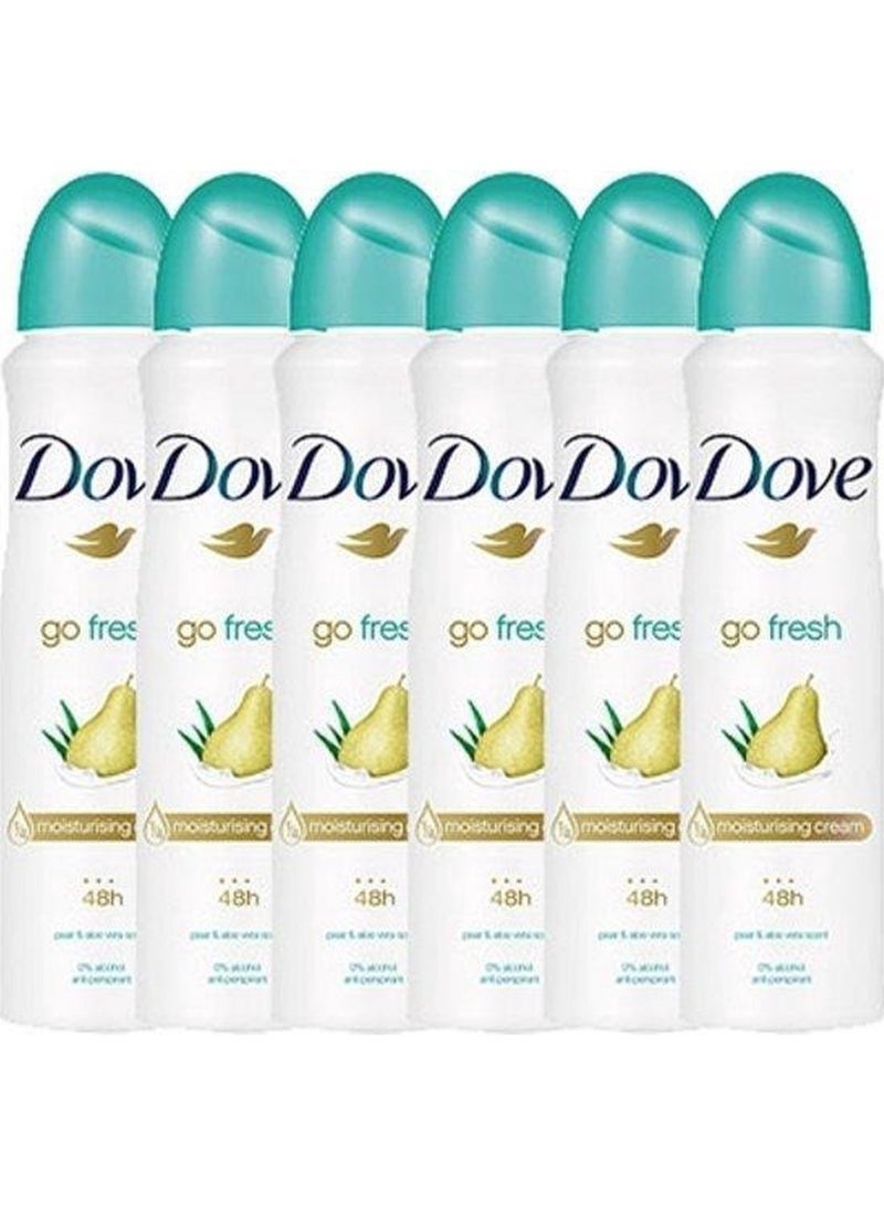 Dove Go Fresh Pear & Aloe Vera Antiperspirant Deodorant Spray 6 x 250ml - Image 2